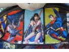 Justice League superhero bounce house with dual slides and obstacle course available for rental in Houston, perfect for Conroe
