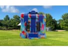 Perfect for Austin birthday parties, this colorful gift box bounce house rental features a spacious 13x13ft jumping area