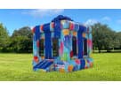 Colorful gift box bounce house rental in Austin with 13x13ft jumping area, ideal for Leander kids' birthday parties.