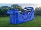 Blue Tidal Wave water slide rental in Austin with dual climbing sections, ideal for wet or dry play at Cedar Park parties.