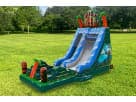 Tropical water slide rental with pool setup in Austin park, ideal for summer parties in Georgetown.