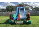 Perfect for Austin birthday parties, this tropical-themed water slide rental features dual climbing walls and a slip-n-slide pool