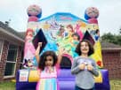 Disney Princess bounce house rental in Austin—11'x10' moonwalk ideal for small yards and Kyle parties, fits up to 6 kids.
