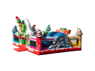 Toddler Christmas bounce house rental in Dallas with soft play pop-ups and candy cane details, ideal for Irving holiday events.