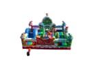 Toddler Christmas bounce house rental in Houston with soft play pop-ups and candy cane details, ideal for Pearland holiday