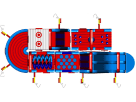 140ft U-Turn Rugged Warriors obstacle course rental in Austin with climbing walls and slide sections, ideal for Round Rock events.
