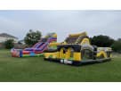 Toxic Adventure obstacle course rental in Austin with rockwall slide, ideal for Pflugerville birthday parties.