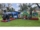 Thomas the Tank Engine obstacle course rental in Dallas with interactive train station design, ideal for kids' parties in Frisco.