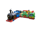 Renta de tren inflable con obstáculos en Austin, ideal para fiestas infantiles en Georgetown con múltiples zonas de juego.