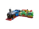 Train-themed obstacle course rental in Houston with carousel section, perfect for kids' birthday parties in Pasadena.