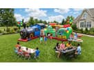 Train station obstacle course rental in Houston with carousel section, ideal for Sugar Land birthday parties.