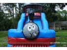 Thomas the Tank Engine water slide rental in Austin—18ft wet and dry slide perfect for Pflugerville backyard parties.