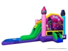 Trolls bounce house rental in Houston with wet or dry water slide option, ideal for Conroe kids' parties.