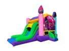 Trolls bounce house combo with wet and dry slide options available for rental in Houston, ideal for League City birthday parties.