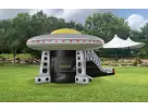 Spaceship bounce house combo slide rental in Pflugerville boasts bright yellow dome and white accents.
