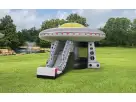 UFO Spaceship bounce house rental in Austin with slide, ideal for Cedar Park parties and kids ages 3 and up.