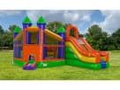 Ultimate 3-in-1 bounce house combo with dual slides and rock wall available for rental in Dallas, ideal for Grand Prairie