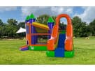 Colorful bounce house with slide rental in Dallas park setting—Ultimate 3in1 Combo ideal for kids' birthday parties in Irving.