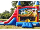 3in1 Unicorn bounce house with wet or dry slide rental in Dallas, perfect for kids' birthday parties ages 3 and up.