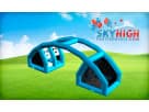 Blue Water Balloon Battle interactive game rental in Dallas with dual gaming stations, ideal for two-team water competitions
