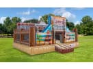Wild West toddler bounce house rental in Houston features a brown saloon theme with colorful slides, ideal for Pasadena parties.