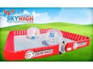 Red and white Zorb Wars bubble ball rental in Austin—dual transparent balls perfect for interactive party games