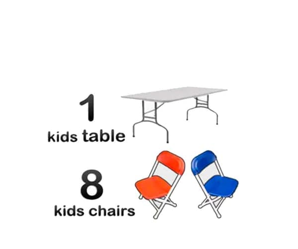 1 4ft Rectangle Kids Table & 8 Kids Chairs