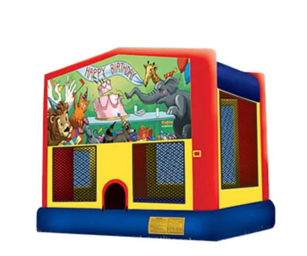 13 x 13 Happy Birthday Animal Bounce House Moonwalk
