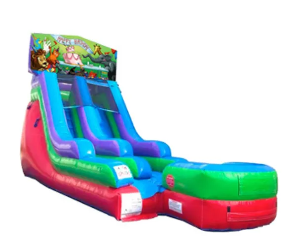 15ft Happy Birthday Animal Retro Wet/Dry Slide