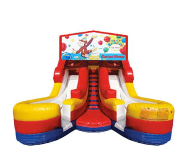 Tobogán Dual Carril Curious George de 16 pies (Húmedo/Seco)