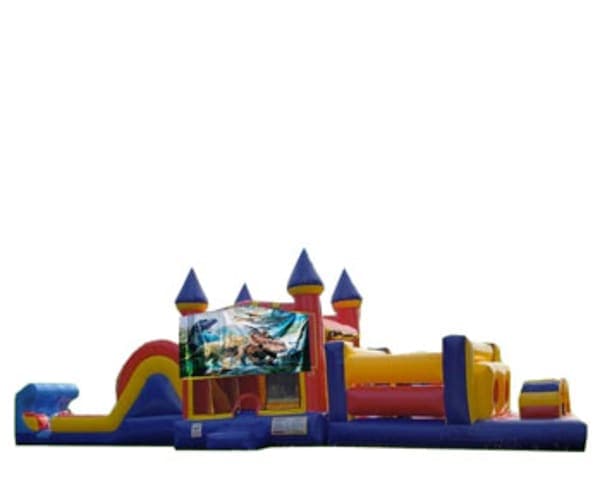 50ft Dinosaurs Obstacle w/ Wet or Dry Slide