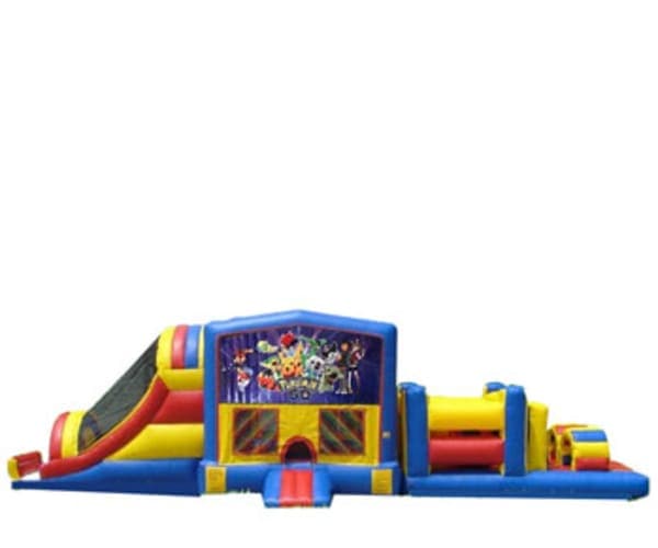Pista de Obstáculos Pokemon 50ft con Tobogán Húmedo o Seco