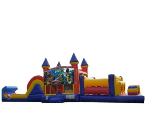 Pista de Obstáculos Tortugas Ninja de 50 pies con Tobogán Húmedo o Seco