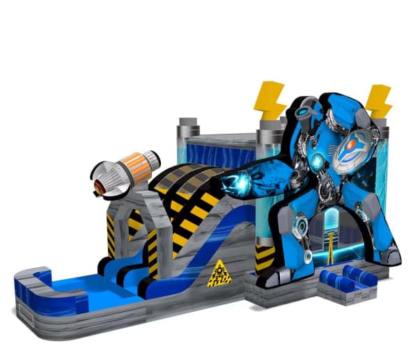 Blue Robot Bounce House Combo w/ (Dry or Wet/Water Slide)