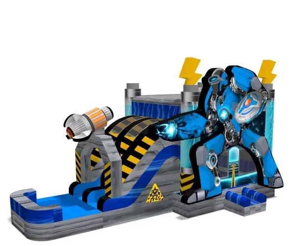 Blue Robot Bounce House Combo w/ (Dry or Wet/Water Slide)