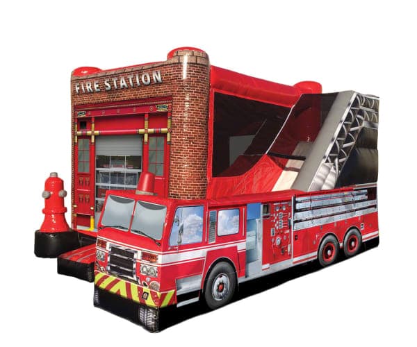 Fire Station Bounce House Combo w/ (Dry or Wet/Water Slide)