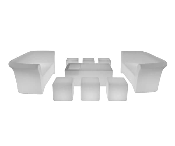 Conjunto de lounge iluminado con LED para 12