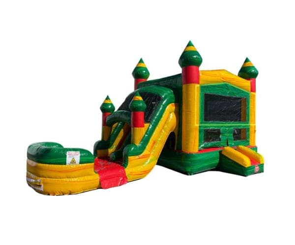 2-Lane Fiesta Bounce House Combo w/ (Dry or Wet/Water Slide)