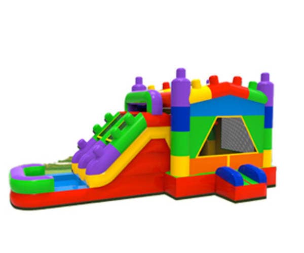Lego Bricks Bounce House Combo w/ (Dry or Wet/Water Slide)