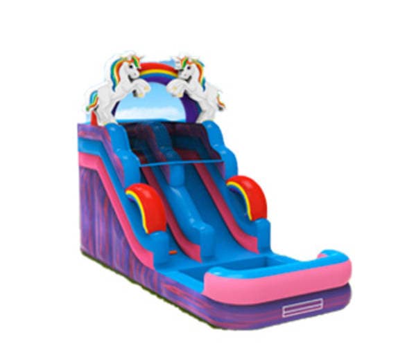 Tobogán Acuático Unicornio Arcoíris de 15ft (Húmedo o Seco)