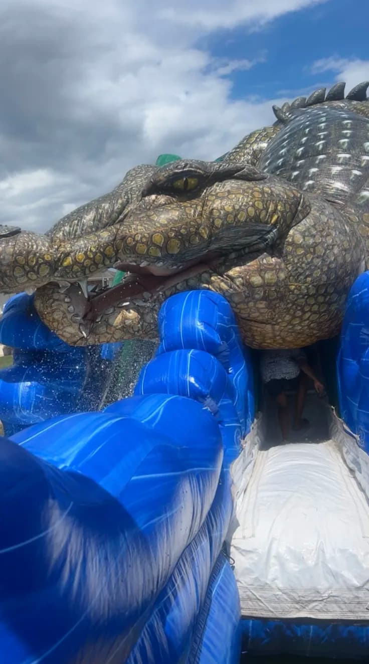 King Croc Google Review Close up on the inflatable in action