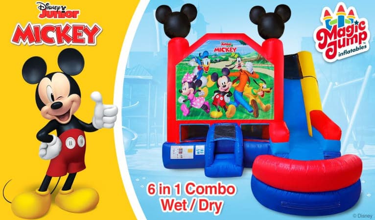 Mickey 6in1 Bounce House Combo (Dry or Wet/Water Slide) - Video