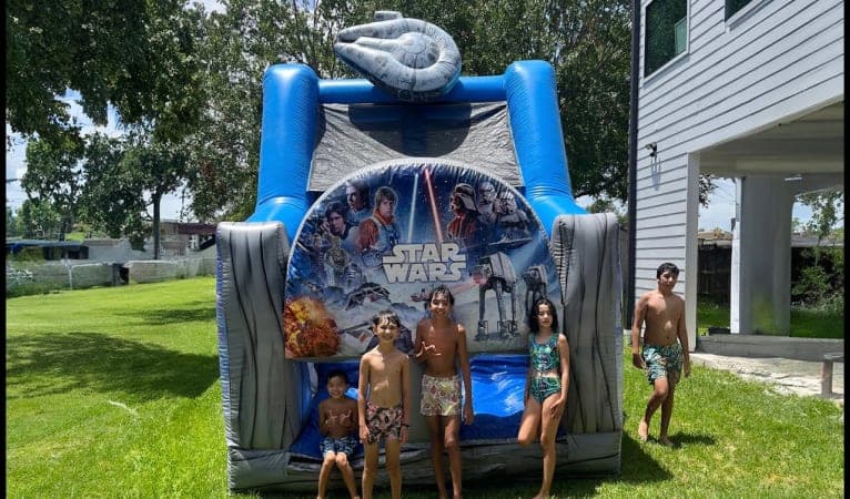 Star Wars Wet or Dry Water Slide (Part 2 Slide of 50ft Star Wars Obstacle) - Video