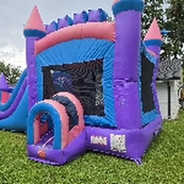 Mega Pink Bounce House Combo set up in Deer Park, TX
