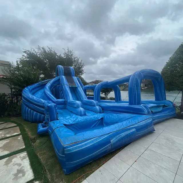 Ocean Helix Dual Lane Slide set up in Sugar Land, TX
